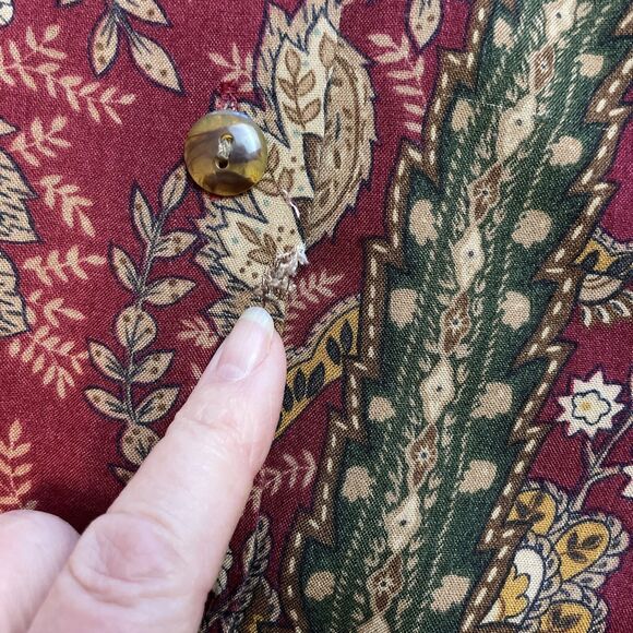 Vintage 90s Koret Midi Skirt Womens 14 Burgundy Paisley Button Up Cottagecore - Picture 10 of 10